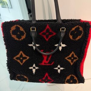 Louis Vuitton Black and Red Wool Tote